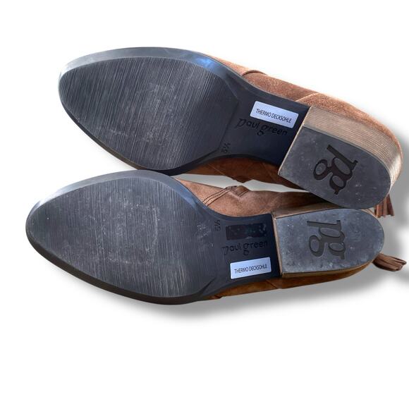 Paul Green Waterproof Suede Tassel Back Boots Brown US 8 UK 5.5 Block Heel - Picture 13 of 14